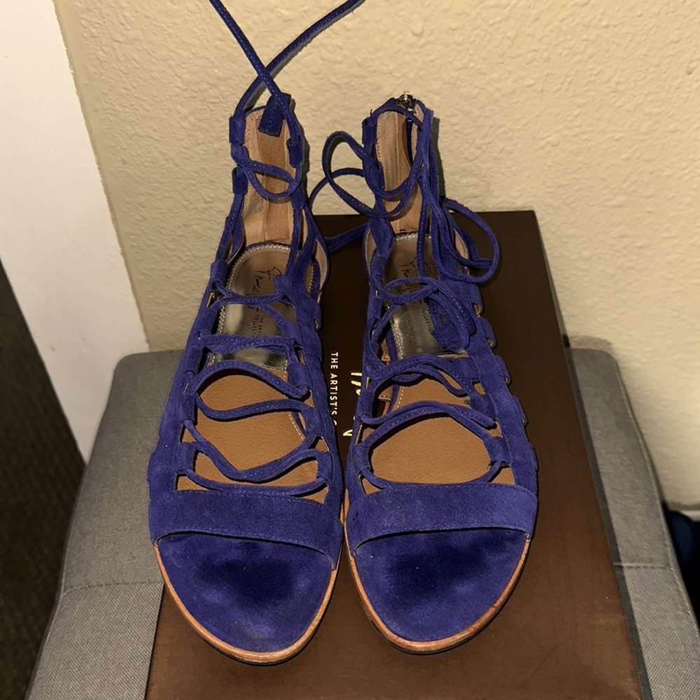 Blue suede gladiator sandal